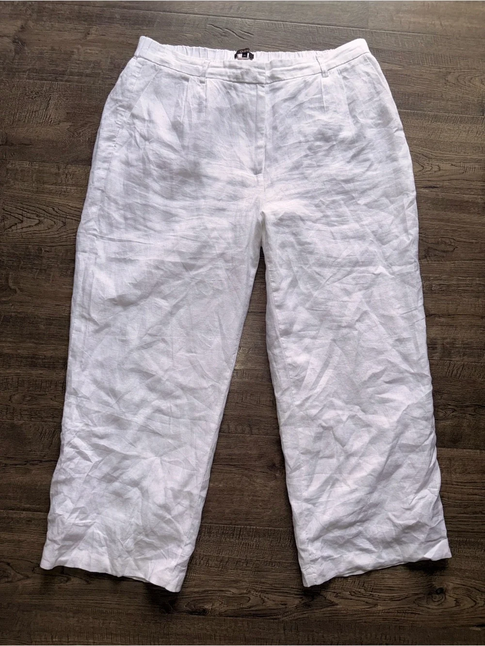 Quince White 100% European Linen Pleated Trouser Size 14-Short